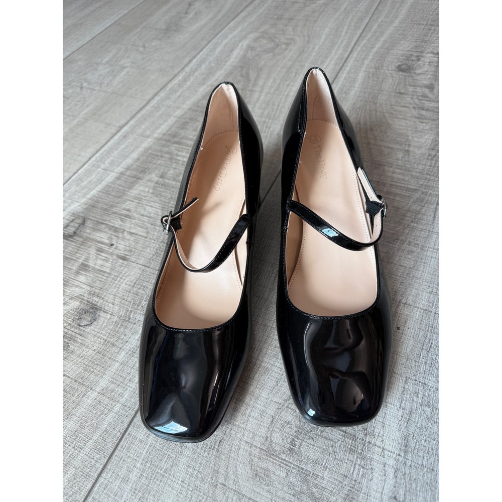 The Drop Black Patent Mary Jane Square Toe Block Heel Pumps Size 9.5